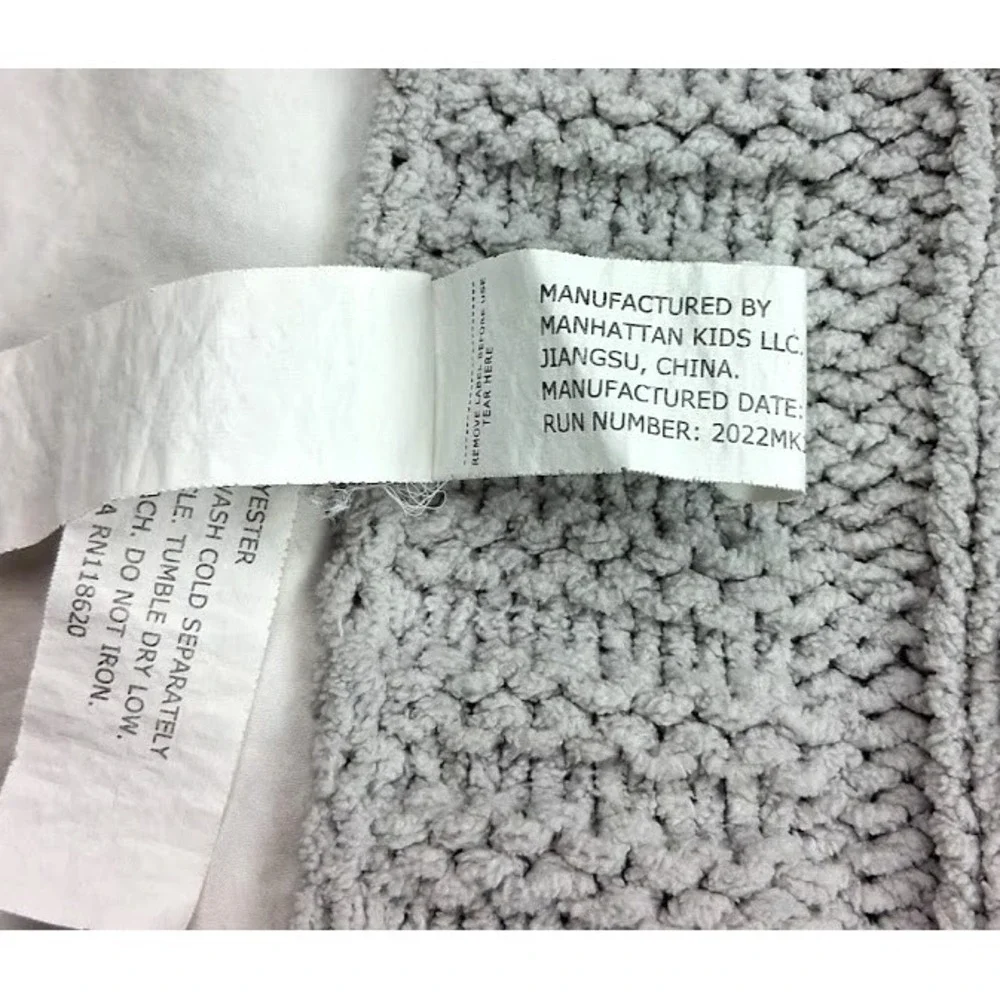 Manhattan Kids Baby Gray Cable Knit Blanket Soft Security‎ Lovey Unisex Solid